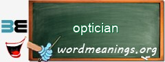 WordMeaning blackboard for optician